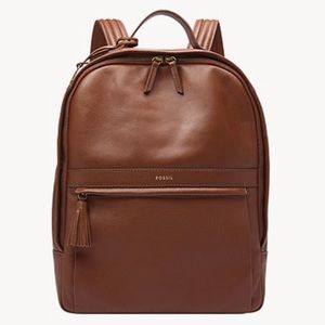 Fossil Leather Set Wallet + Backpack w/ Laptop Pocket